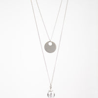 Moon and Clear Sphere Two-Piece Necklace