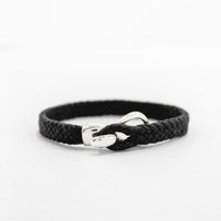 Silver Hook Braided Leather Bracelet
