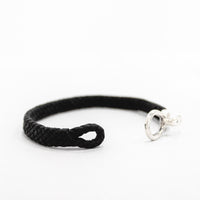 Silver Hook Braided Leather Bracelet