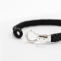 Silver Hook Braided Leather Bracelet