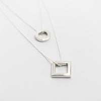 Square & Circle Double Figure Two-Piece Necklace